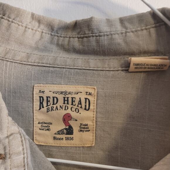 REDHEAD Khaki Utility Outdoors Shirt M Button Front Long Sleeve Pockets Rugged - Picture 4 of 9